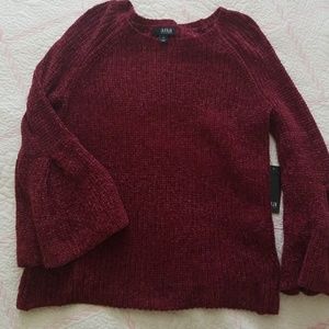 Burgundy Bell Sleeve Sweater